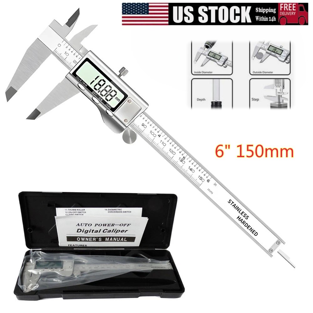 6" 150mm Digital Caliper Micrometer LCD Gauge Vernier Electronic Measuring Tool