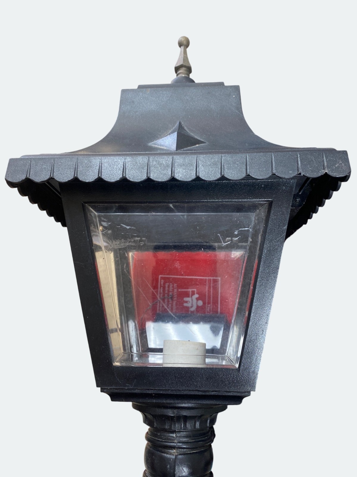 Black Outdoor Wall Lanterns Plastic Panels & Decorative Top Finials
