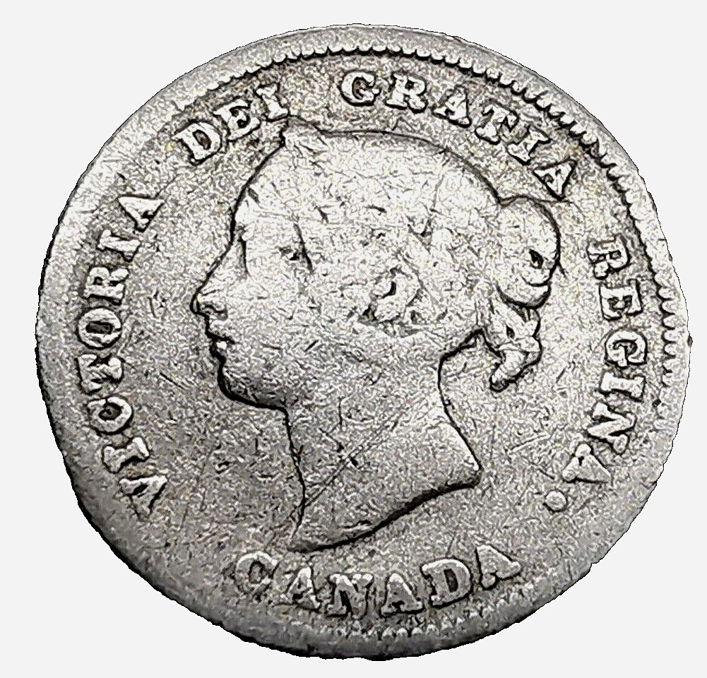 Silver  Victoria / Crown 5 cents 1880 H CANADA (647F)