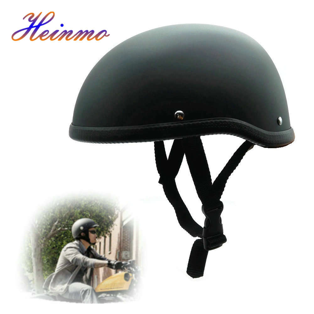 Black Motorcycle Half Helmet Skull Cap Hat For Chopper Bobber Biker L XL