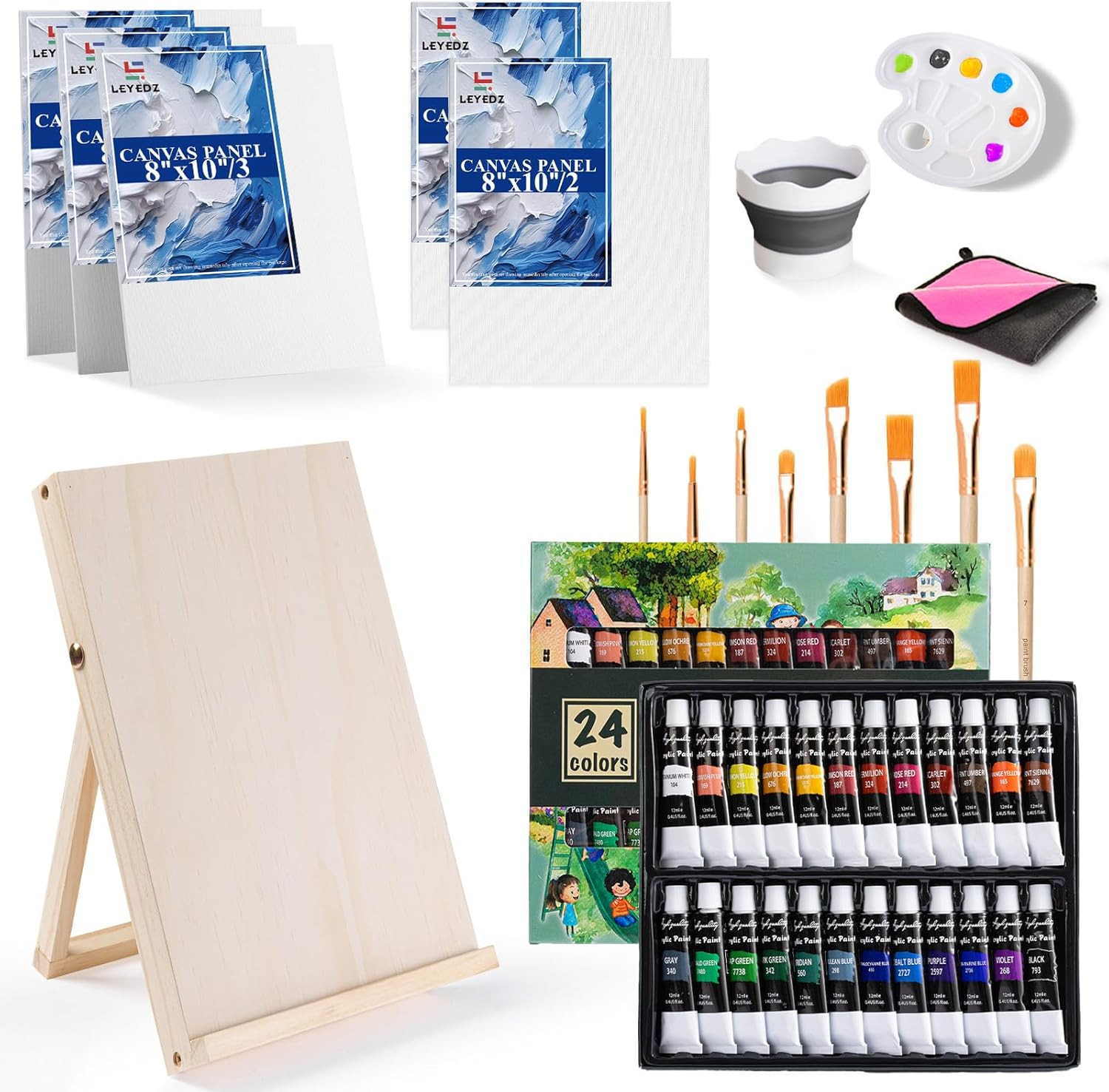 Acrylic Paint Set for Kids & Adults, 41 PCS Paint Kit, Art Painting Supplies Kit