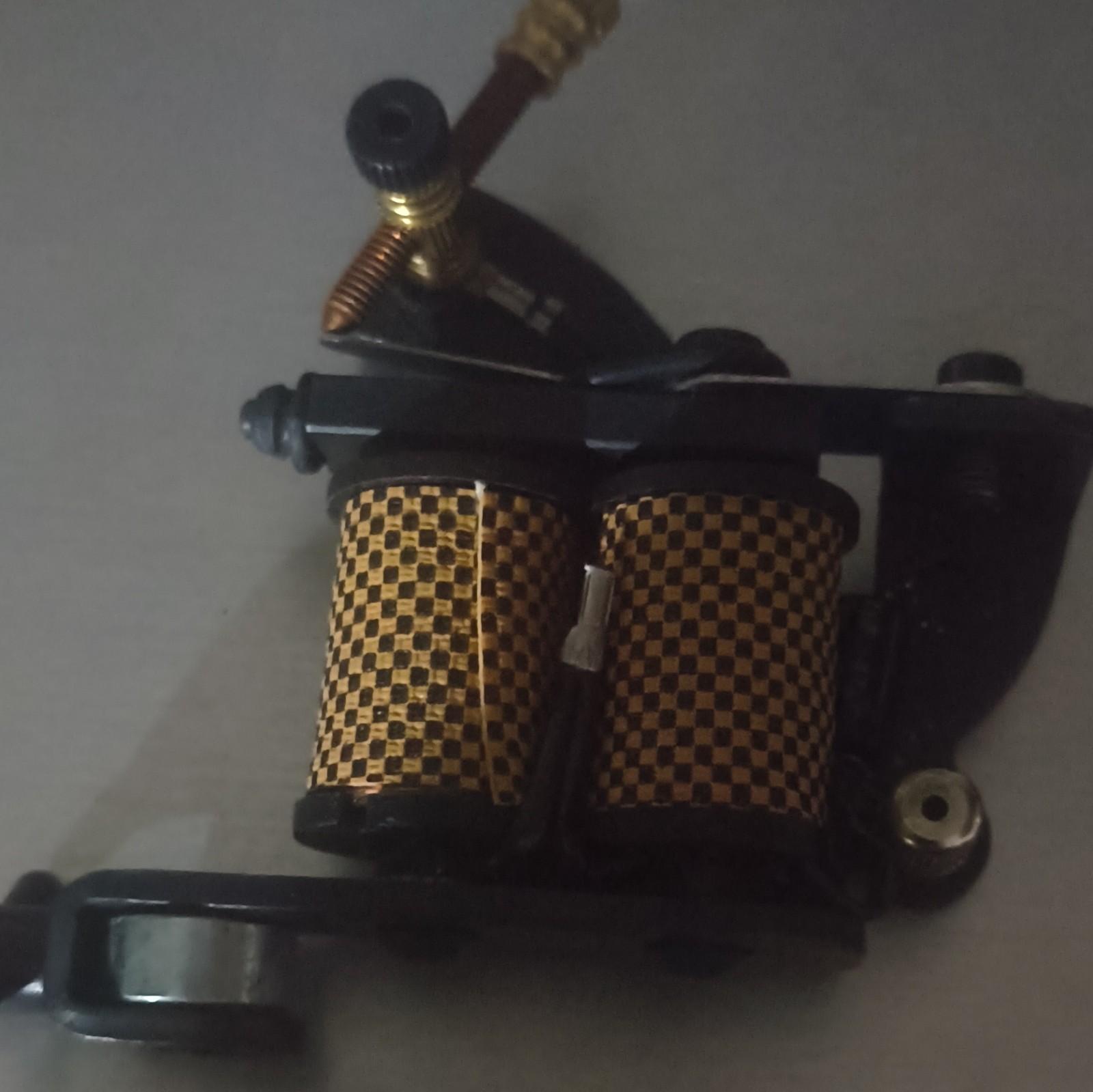 INKSTAR Black & Gold Dual 2 Coil Tattoo Machine Gun w/ Frame & Coils