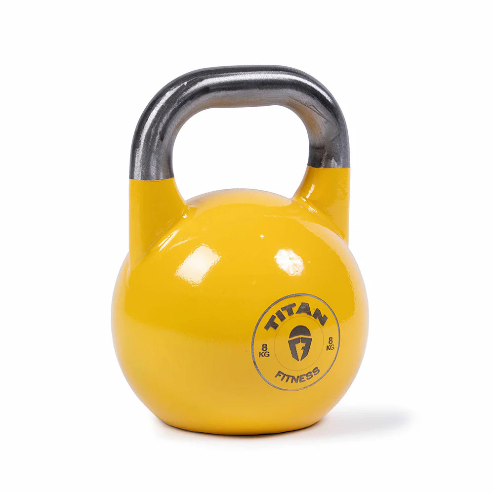 Titan Fitness 8 KG Competition Kettlebell, Color-Coded Yellow, 35mm Grip