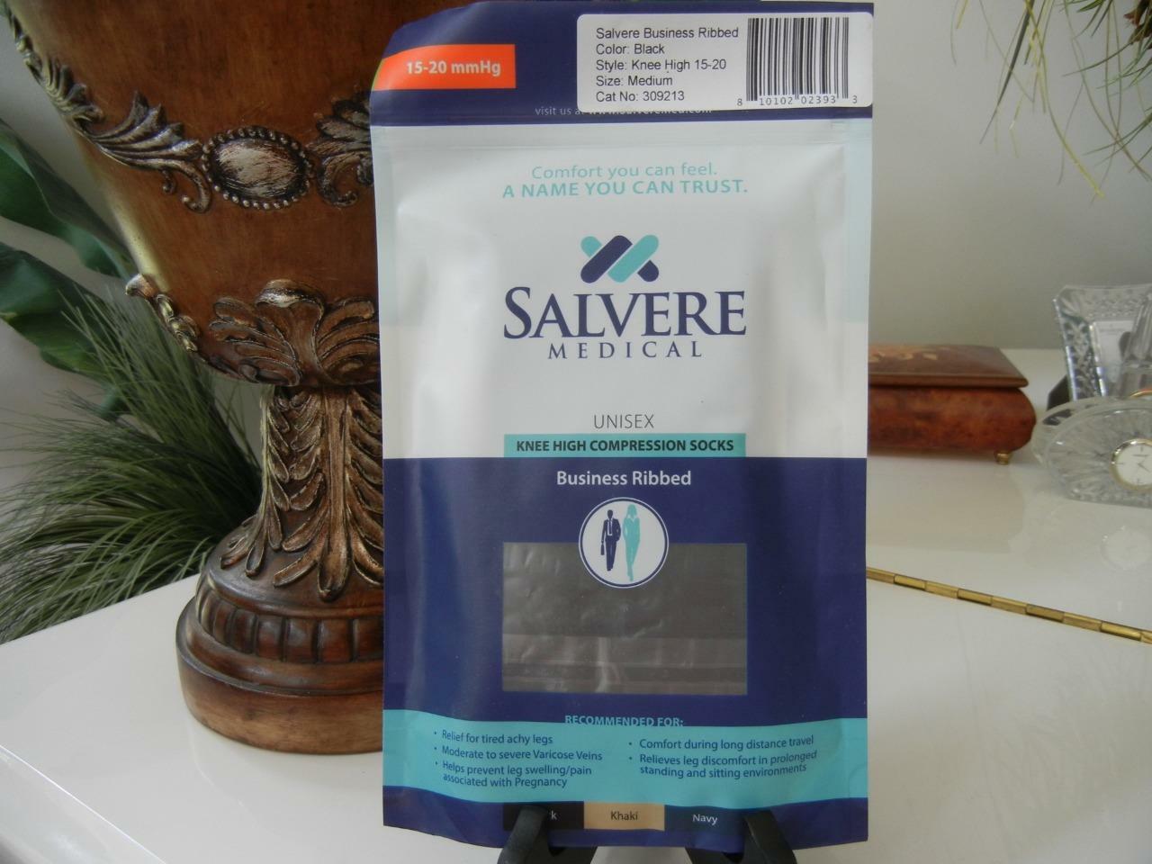 NIP SALVERE MEDICAL UNISEX BLACK BUSINESS RIBBED KNEE HIGH COMPRESSION SOCKS MED