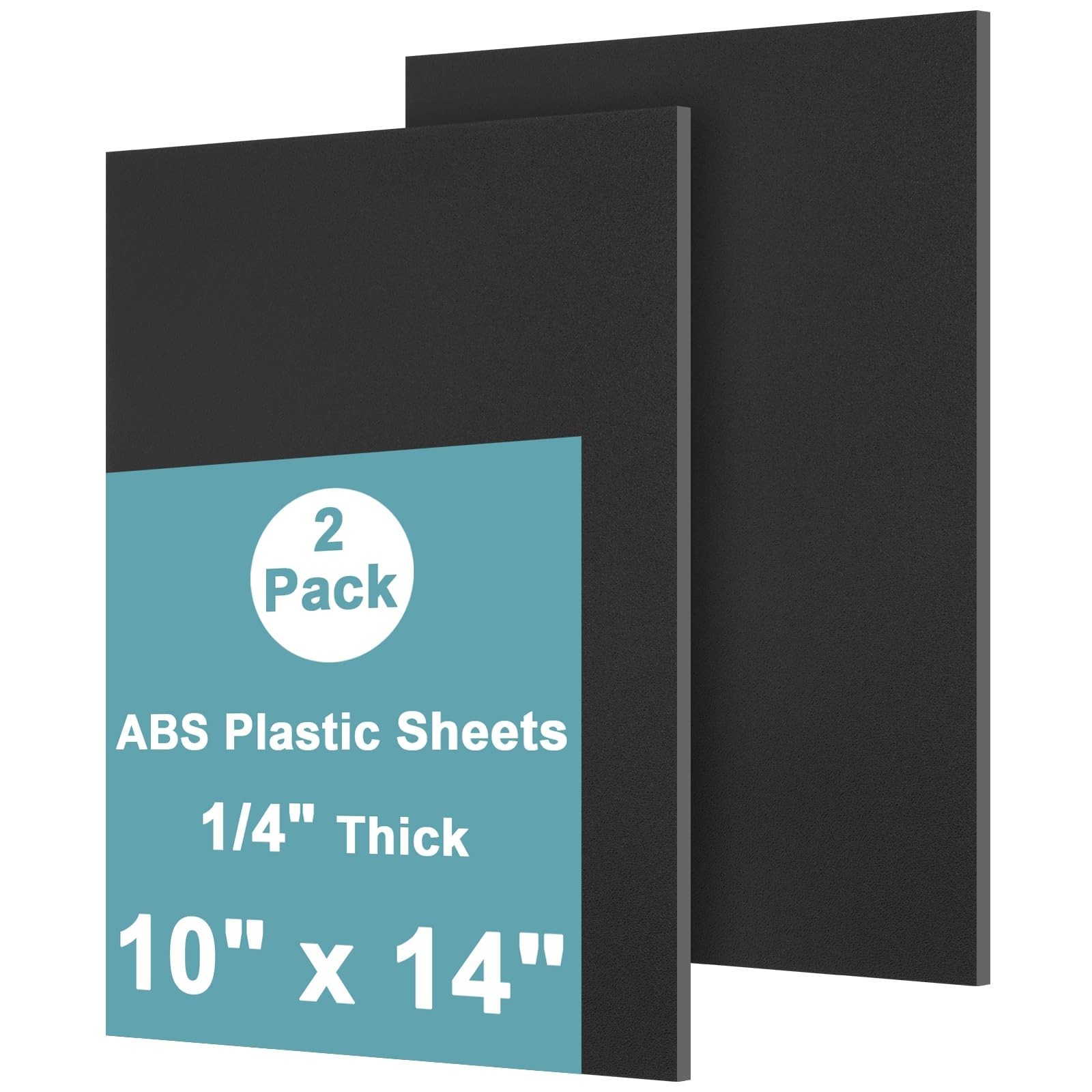 2Pack Black ABS Plastic Sheet 10" x 14" x 1/4" Thick Black Rigid Thermoplasti...