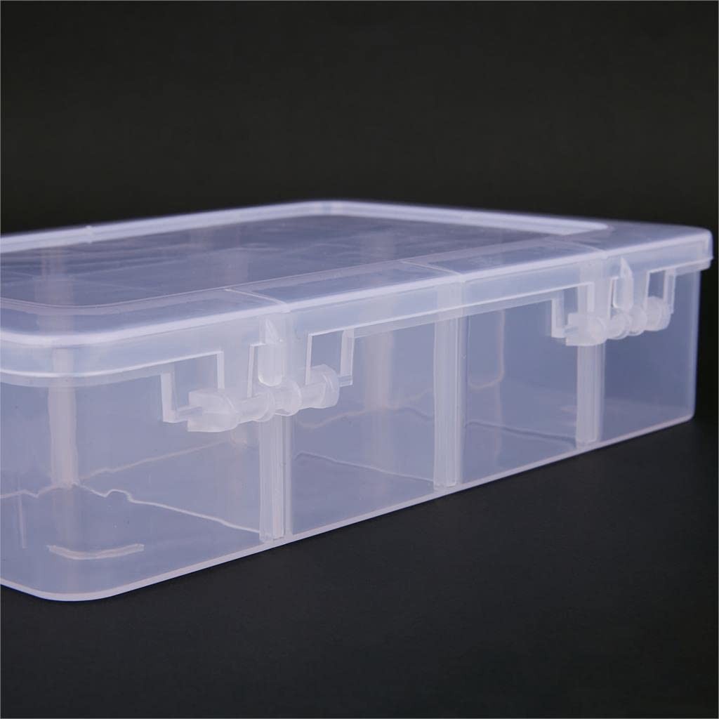 2 Pcs 8 Grids Clear Organizer Box Plastic Storage Container with Adjustable D...