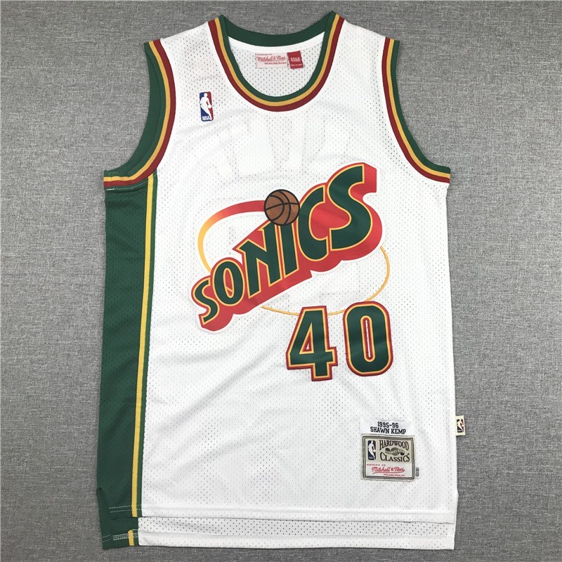Shawn Kemp #40 Stitched Retro White SportShirt Adult Size: S-XXL