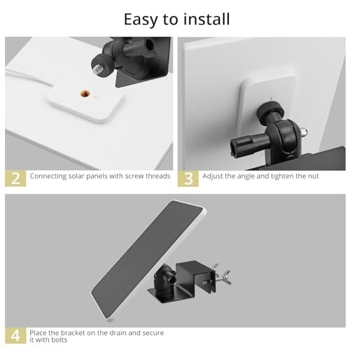 2-Pack Adjustable Gutter Mounts for Solar Panels & Security Cameras, Black