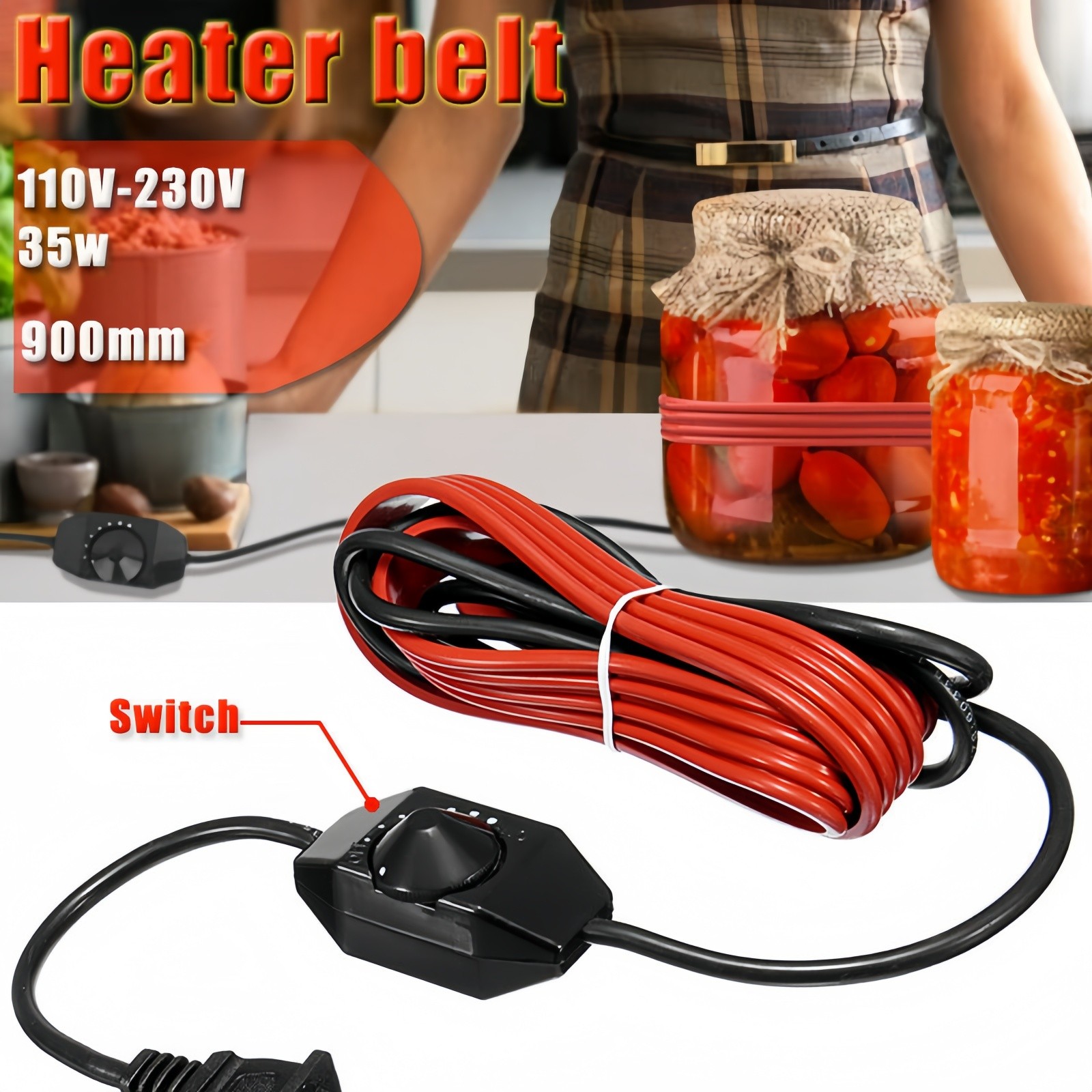 110V-230V Heater Strip Pipe Water Pump Wine Beer Brew Fermentation Heating Belt