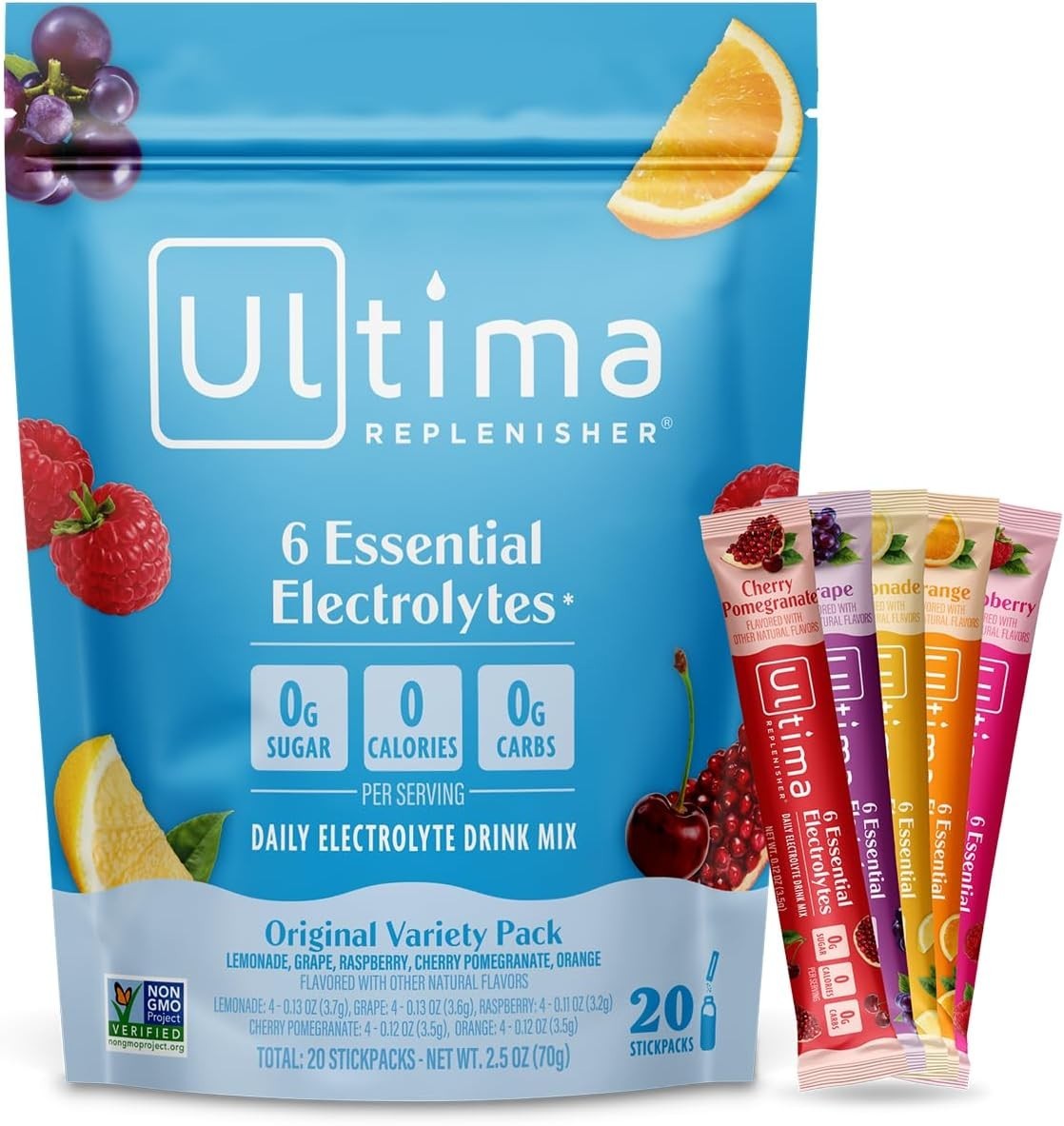 Ultima Replenisher Daily Electrolyte Mix/Original Variety Pack/20 Stickpacks
