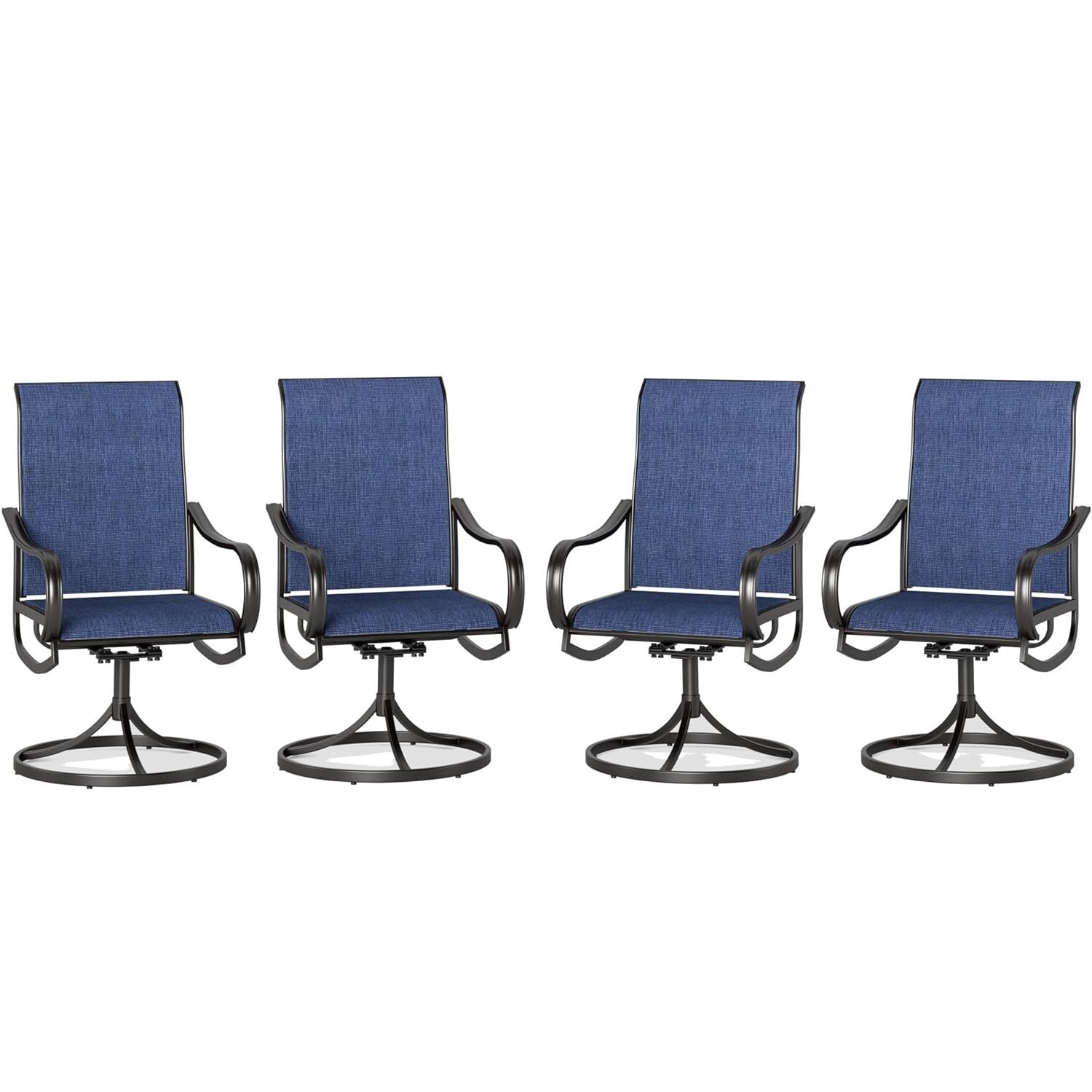 Outdoor Swivel Patio Chairs Set of 4 Rocking Dining Chair Garden Furniture Blue