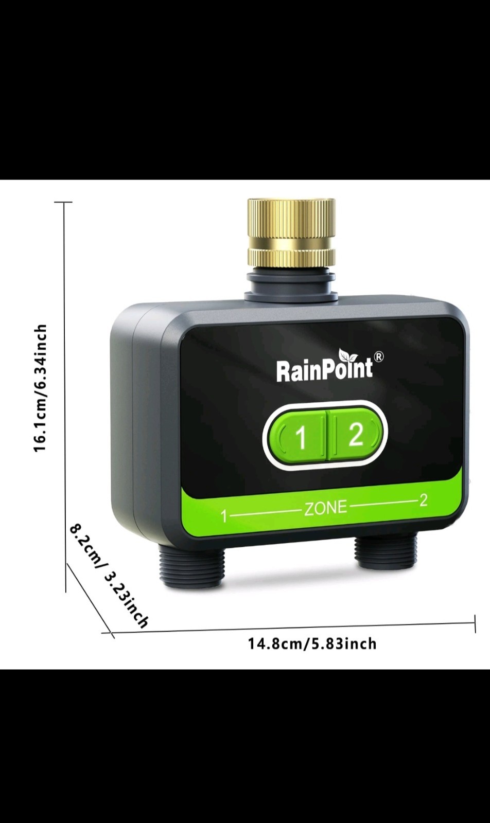RainPoint Smart Bluetooth Hose Timer, 2 Outlet Watering Controller, App Control,