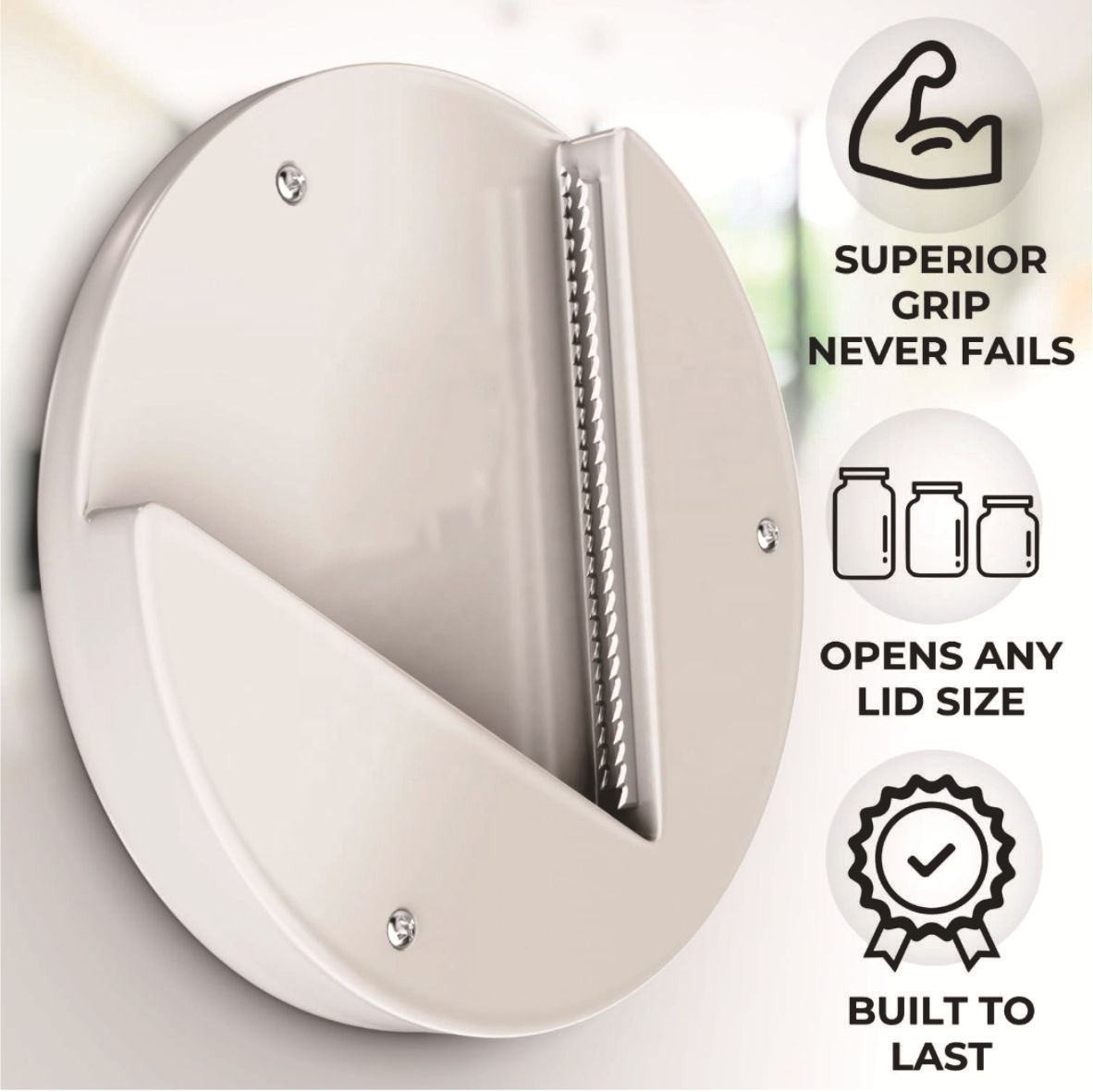 Universal Under Cabinet Can & Jar Opener, Easy Grip Kitchen Tool for Bottles/Jar