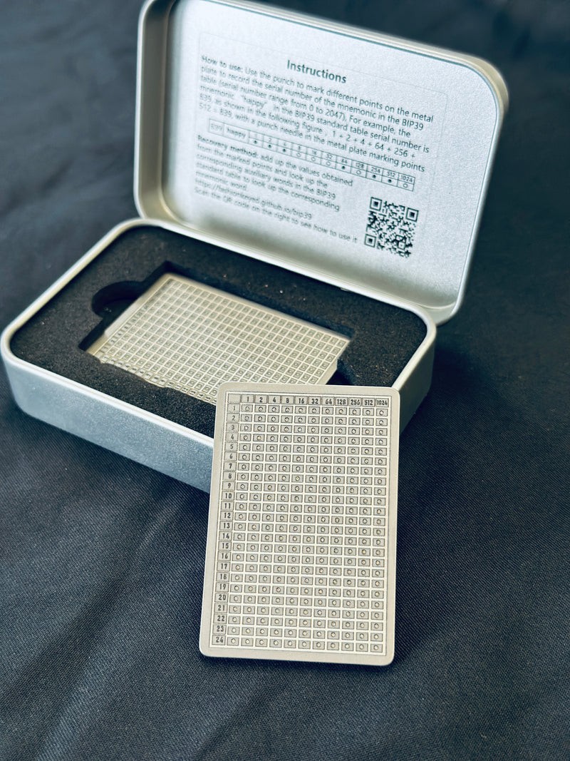 Mnemonic Backup Recovery Titanium Mnemonic Crypto Seed Phrase Storage