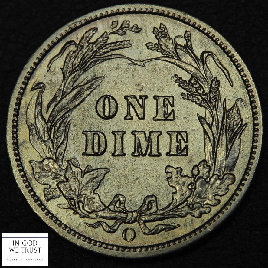 1902 O Barber Silver Dime 10C (AU Almost Uncirculated) - Cleaned
