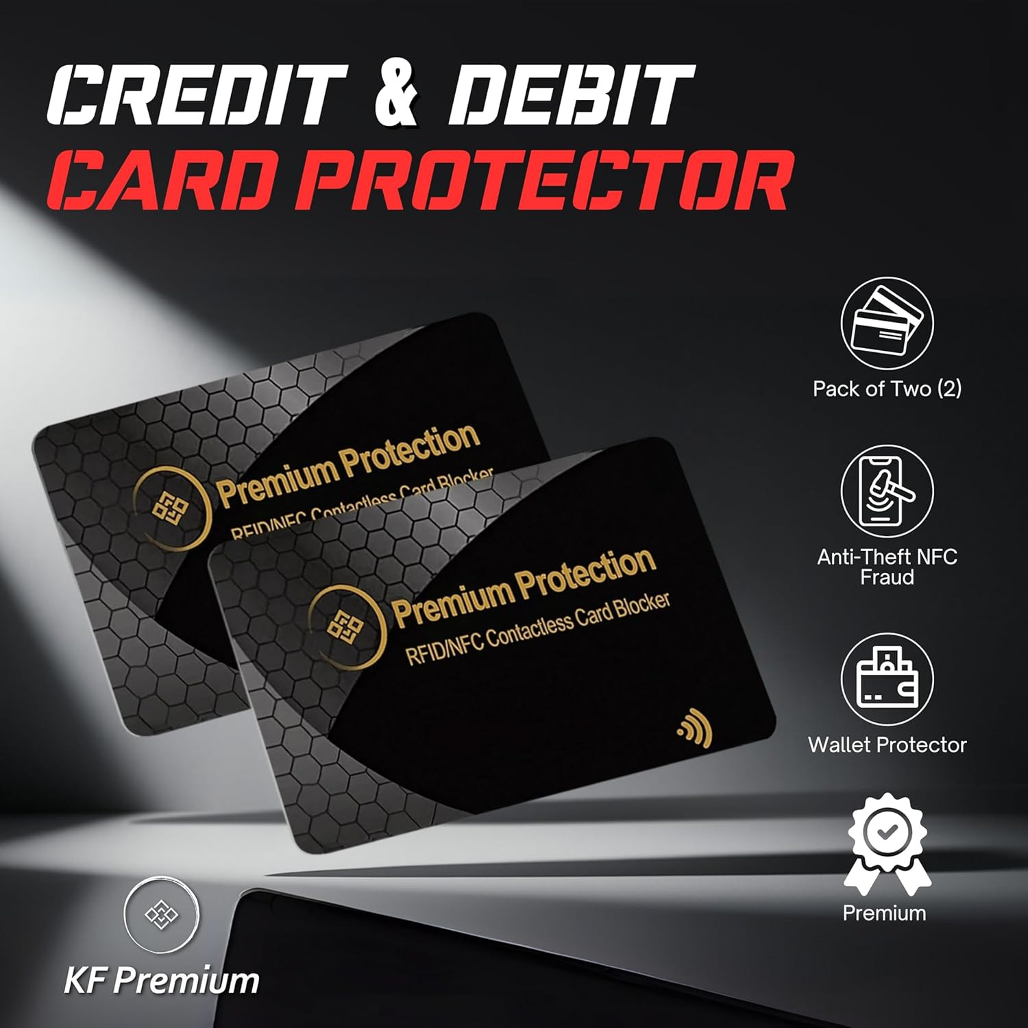 RFID Blocking Card (2 Pack) - Ultra Thin Debit & Credit Card Protector - anti Th