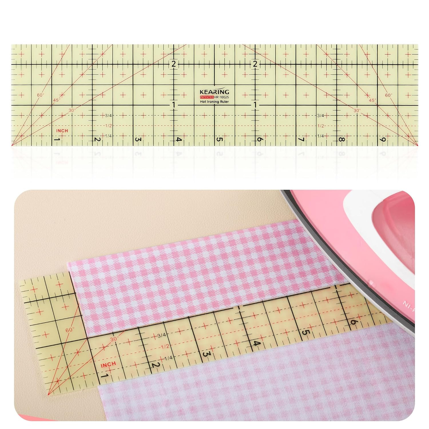 Hot Hem Ruler, 10X2.5Inch Rectangular Ironing Ruler, Heat Resistant, Non-Slip, S