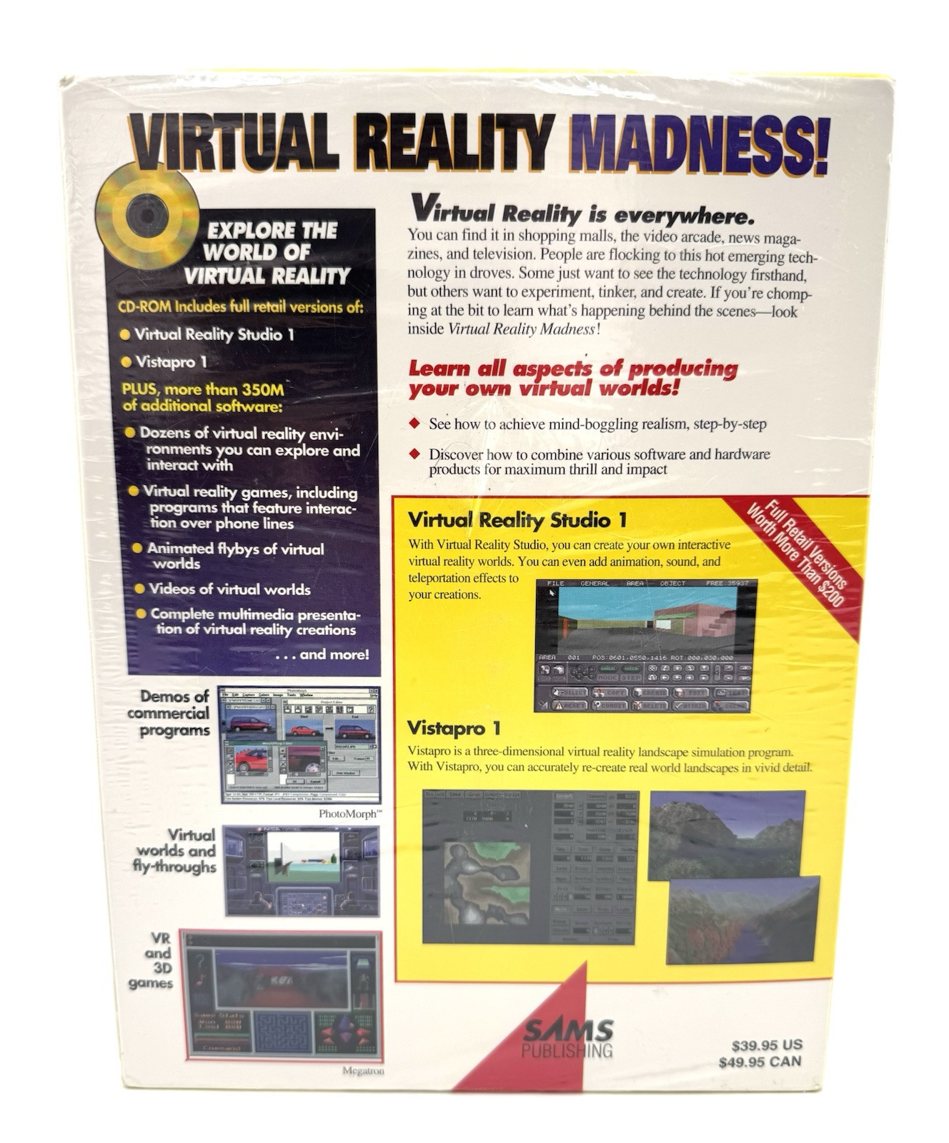 Virtual Reality Madness Vintage VR Software Sams Publishing Windows - NEW/SEALED