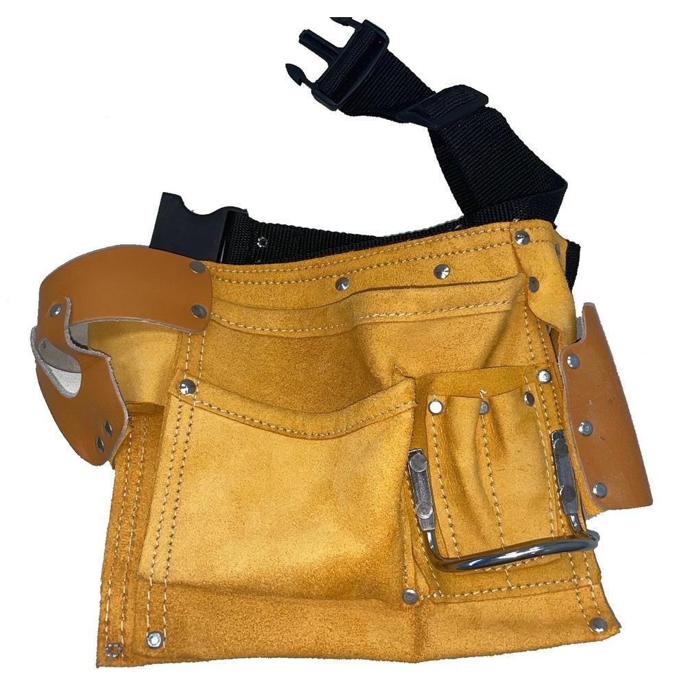 11 Pocket Leather Tool Belt w/ Quick Release Buckle Carpenter Construction Pouch