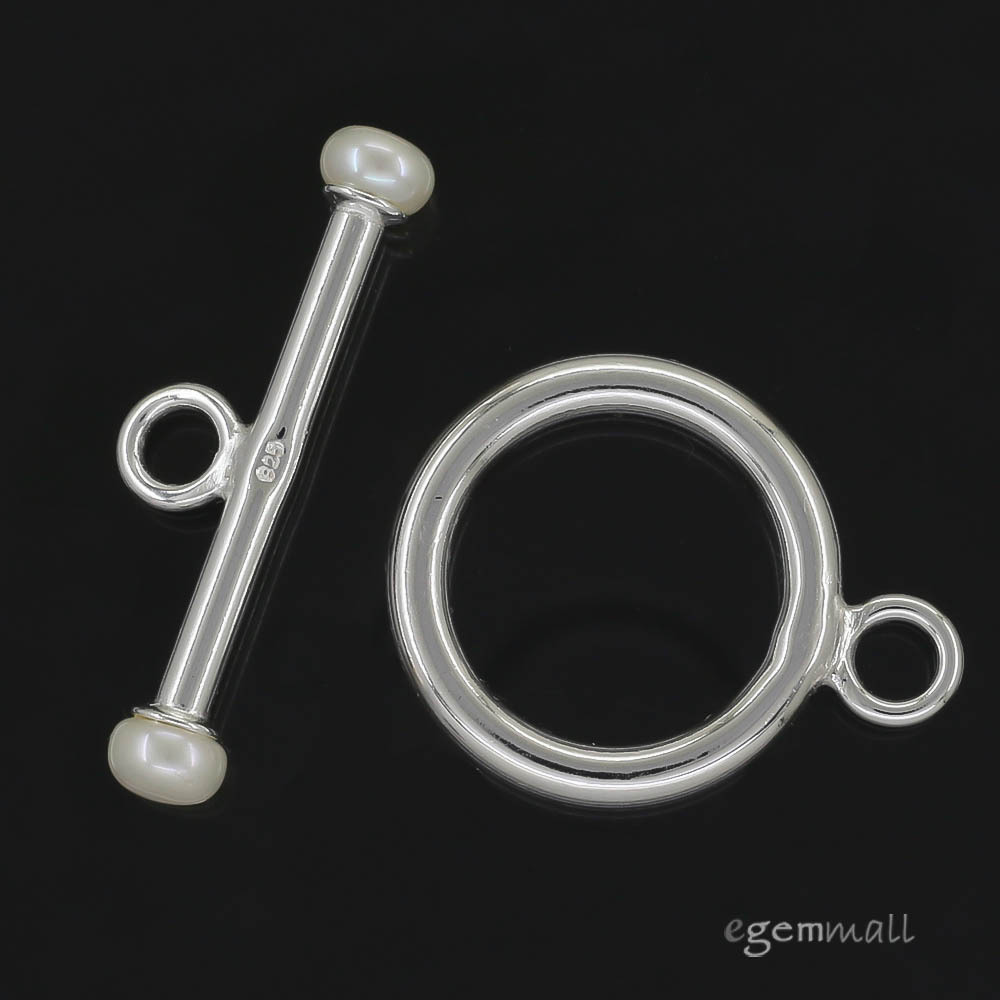 Large Sterling Silver Real Pearl Toggle Clasp 20mm #99153