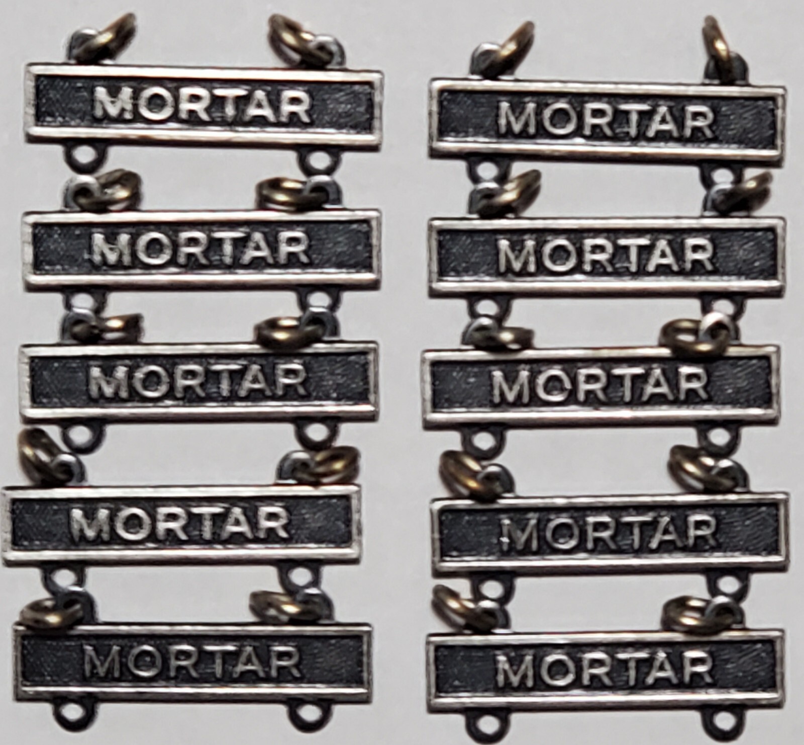 x10 US ARMY MILITARY MORTAR BAR BADGE CLASP QUALIFICATION mo2 marked Krew GI NOS