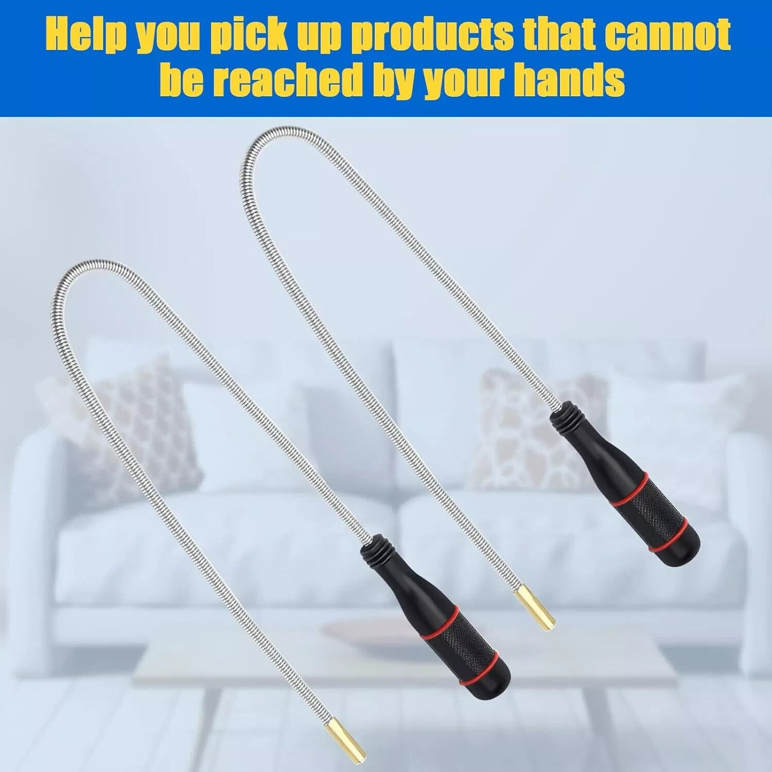 Magnetic Telescoping Pickup Rod Tool Flexible Grabber Stick Inspection Sweeper