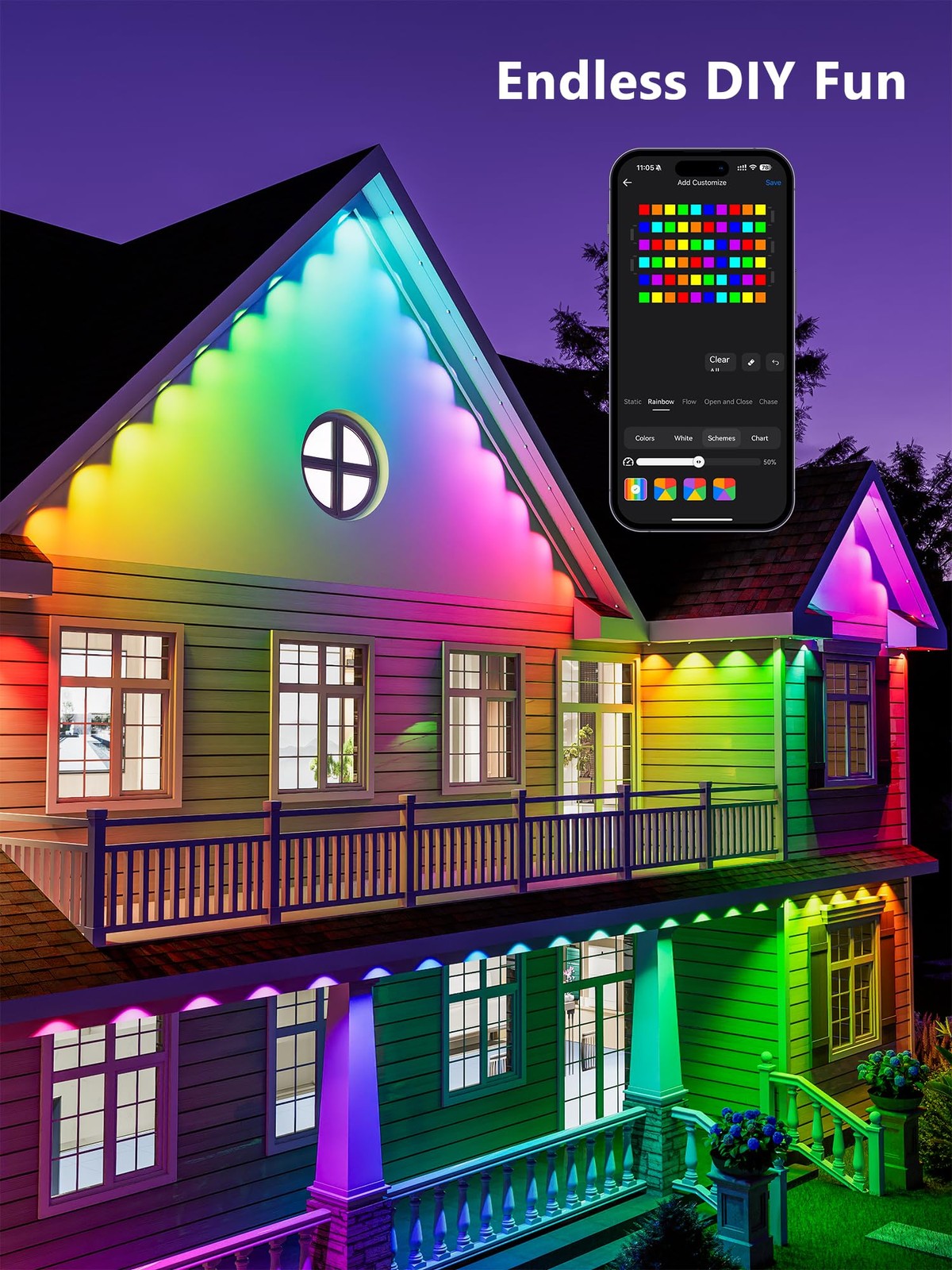 Brizled Essential Smart Permanent RGB Outdoor Lights, 150ft 90 LED, Alexa/Google