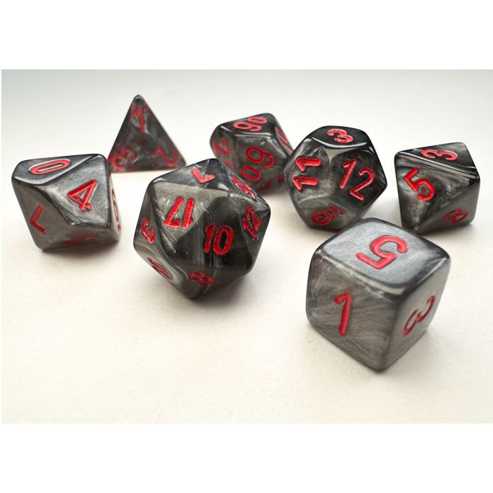 Chessex 7-Piece Mini Rpg Dice Set 10Mm - Black Velvet W Red Numbers