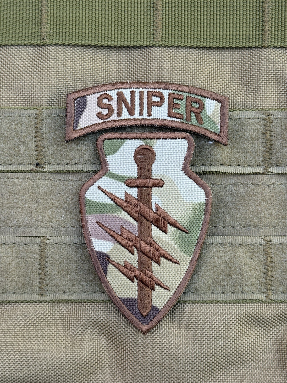 Special Forces Sniper Army Tactical Hook Loop Patch Multicam