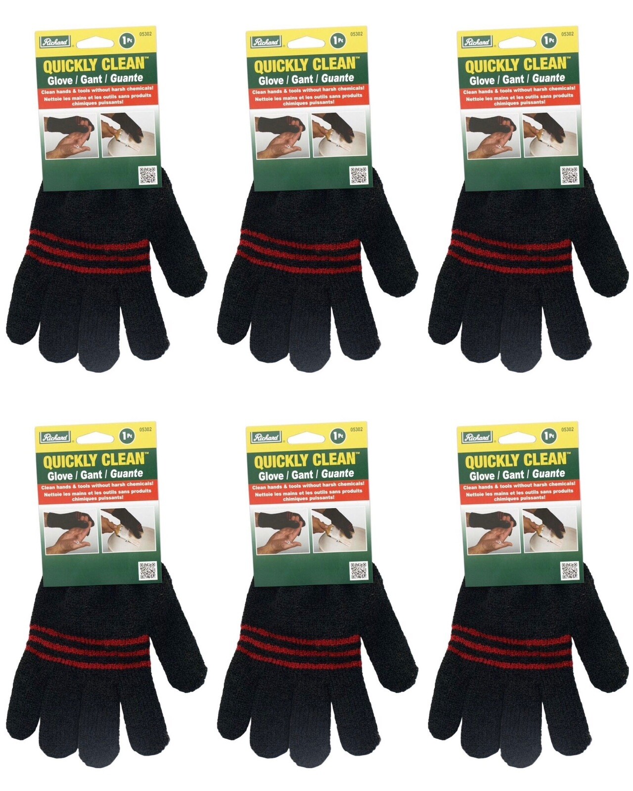 Lot of 6‼ RICHARD Quickly Clean Hand Glove Cleaning Product Reusable • NEW‼