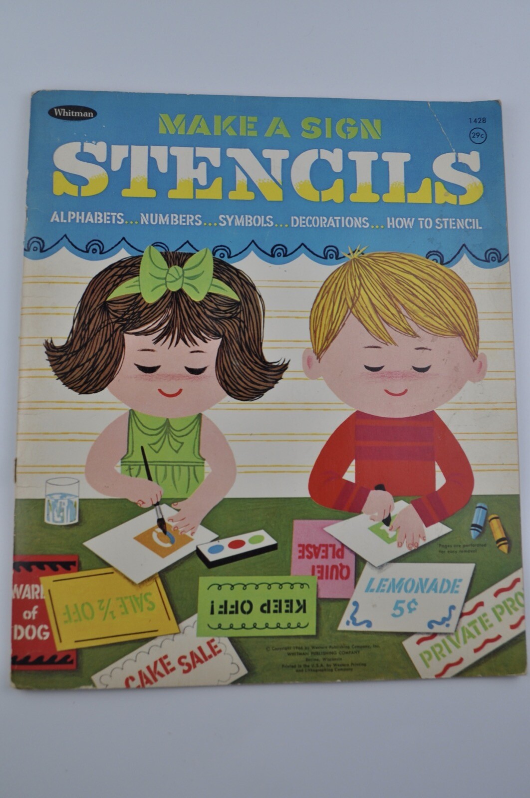 Vintage Stencil Book Make A Sign Used 1966 Whitman - FREE Shipping