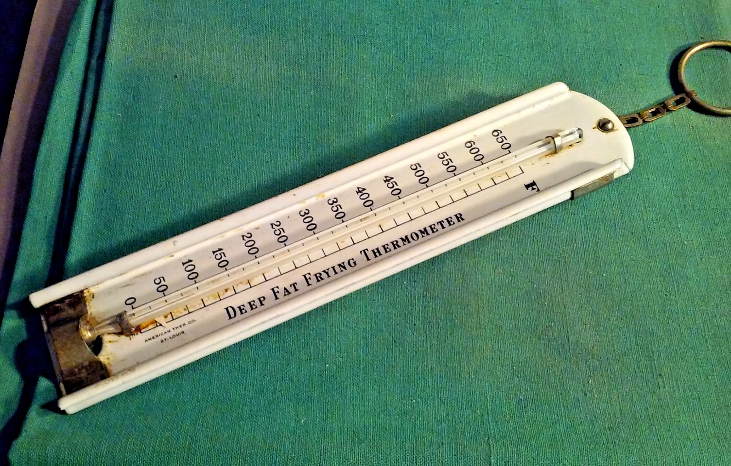 Deep Fat Frying Enamel Vintage Commercial Thermometer American Therm Co St Louis