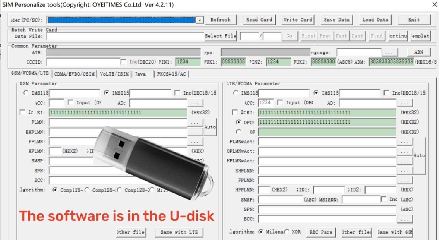 Programmable 4G LTE USIM Cards + SIM Personalize Tools