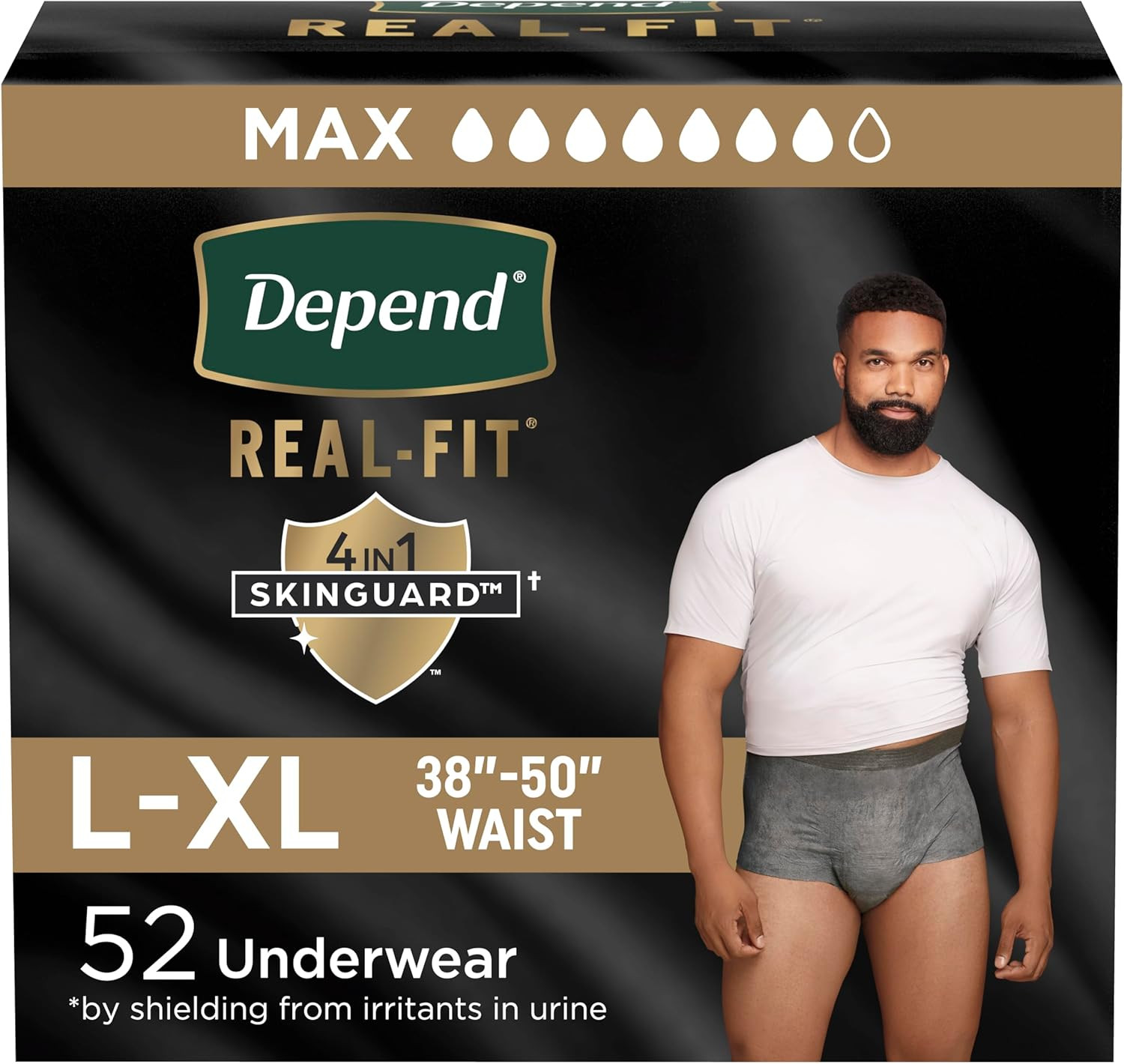 Depend Real Fit Adult Diapers, Incontinence Underwear for Men, Disposable, Maxim