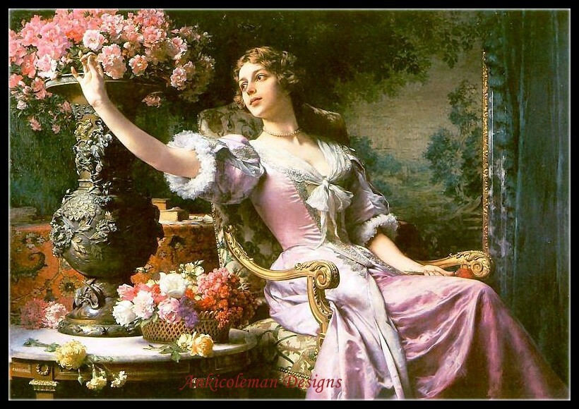 Chart Needlework DIY DMC - Counted Cross Stitch Patterns - Lady in a Purple