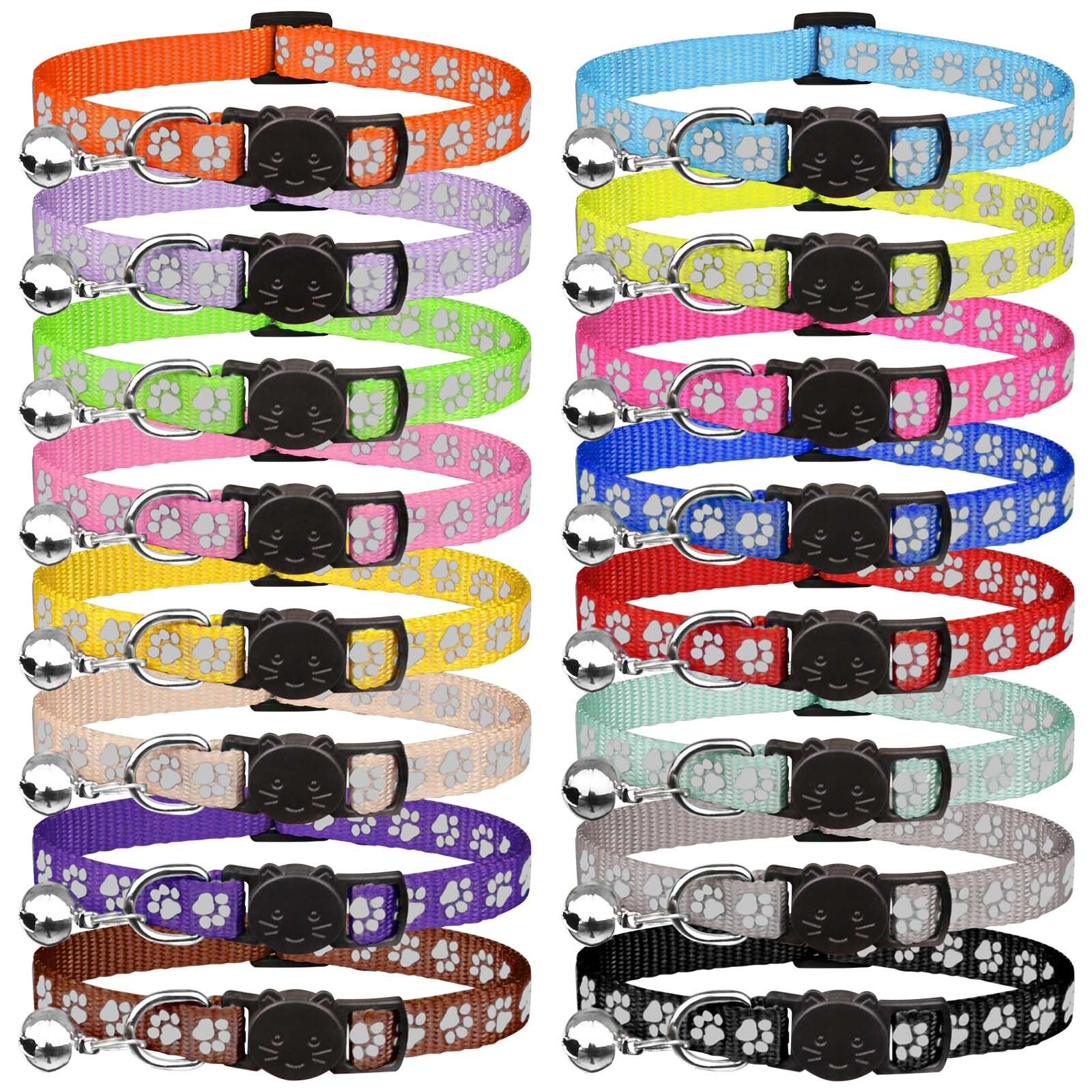 16 PCS Breakaway Cat Collars with Bells Standard(7.5" - 12.6"), 16 Colors