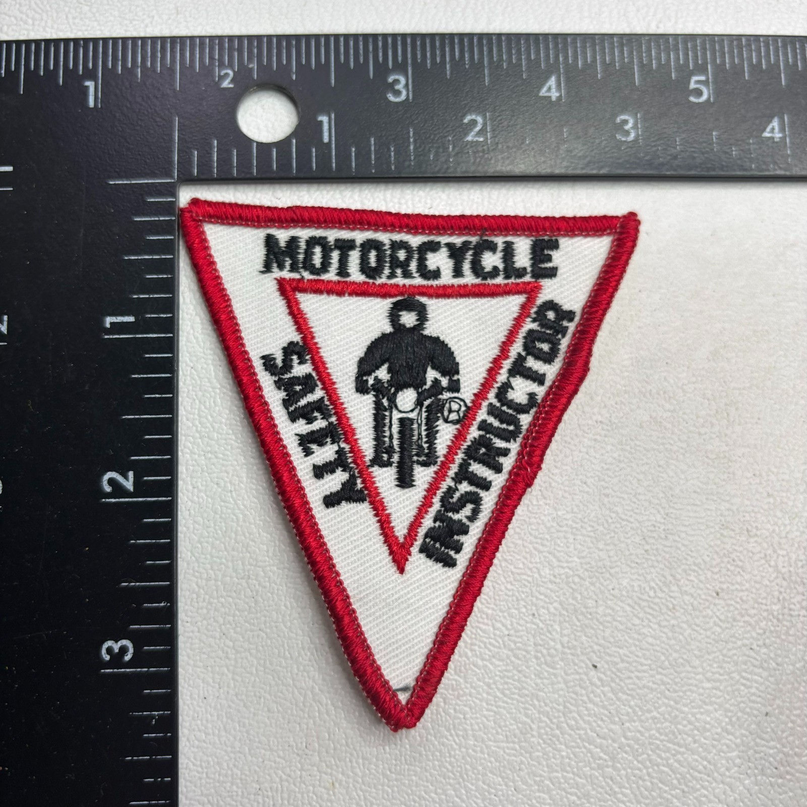 Vtg Red Black White MOTORCYCLE SAFETY INSTRUCTOR Motorcycle Patch 66Q8