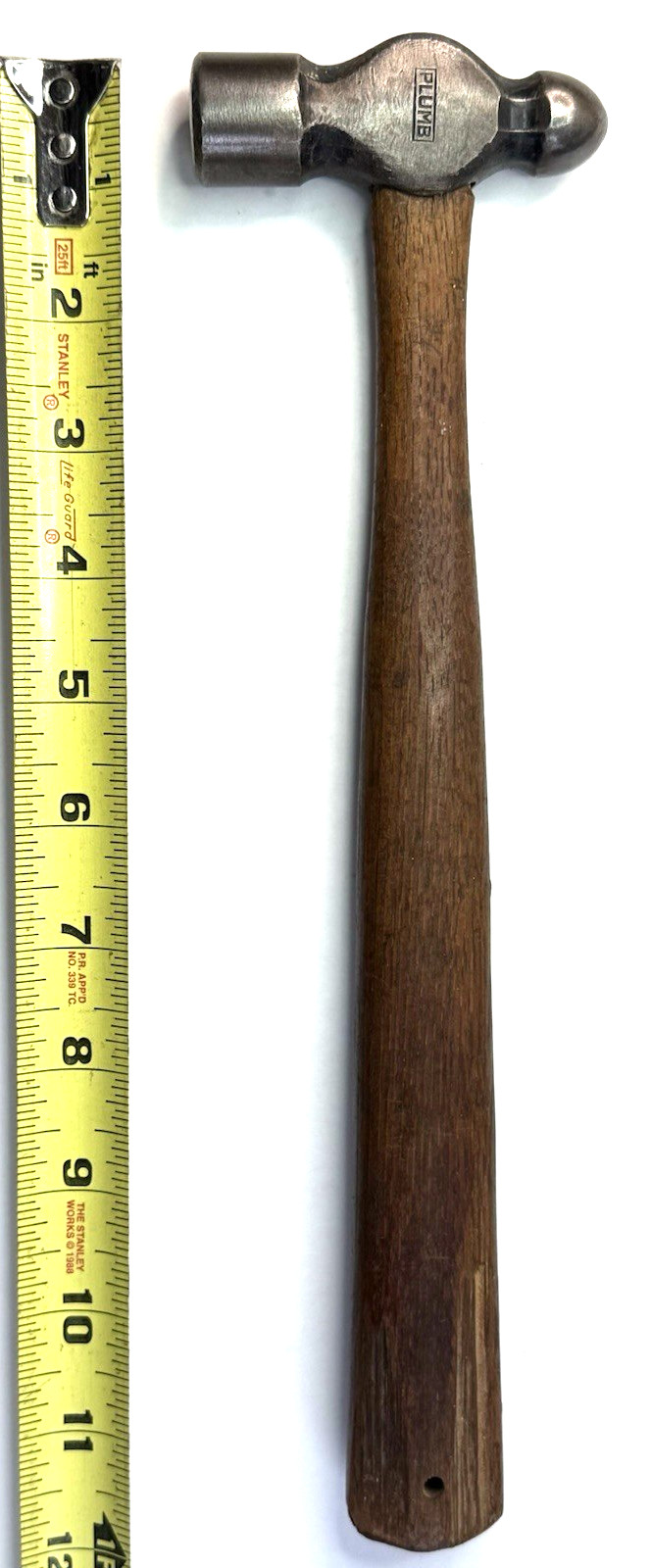 Vintage Small Plumb ball peen hammer overall weight 12 Oz