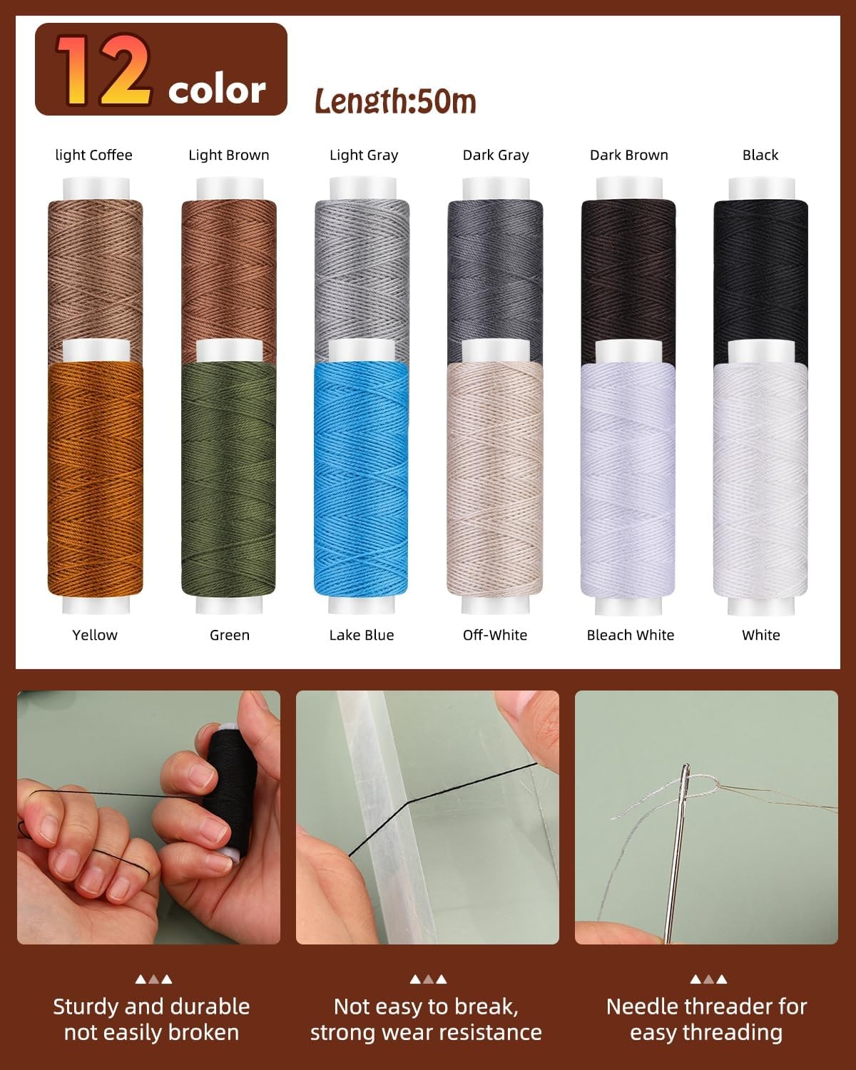 BAGERLA Heavy Duty Sewing Kit, 48pcs Needle and Thread Kit with Upholstery...