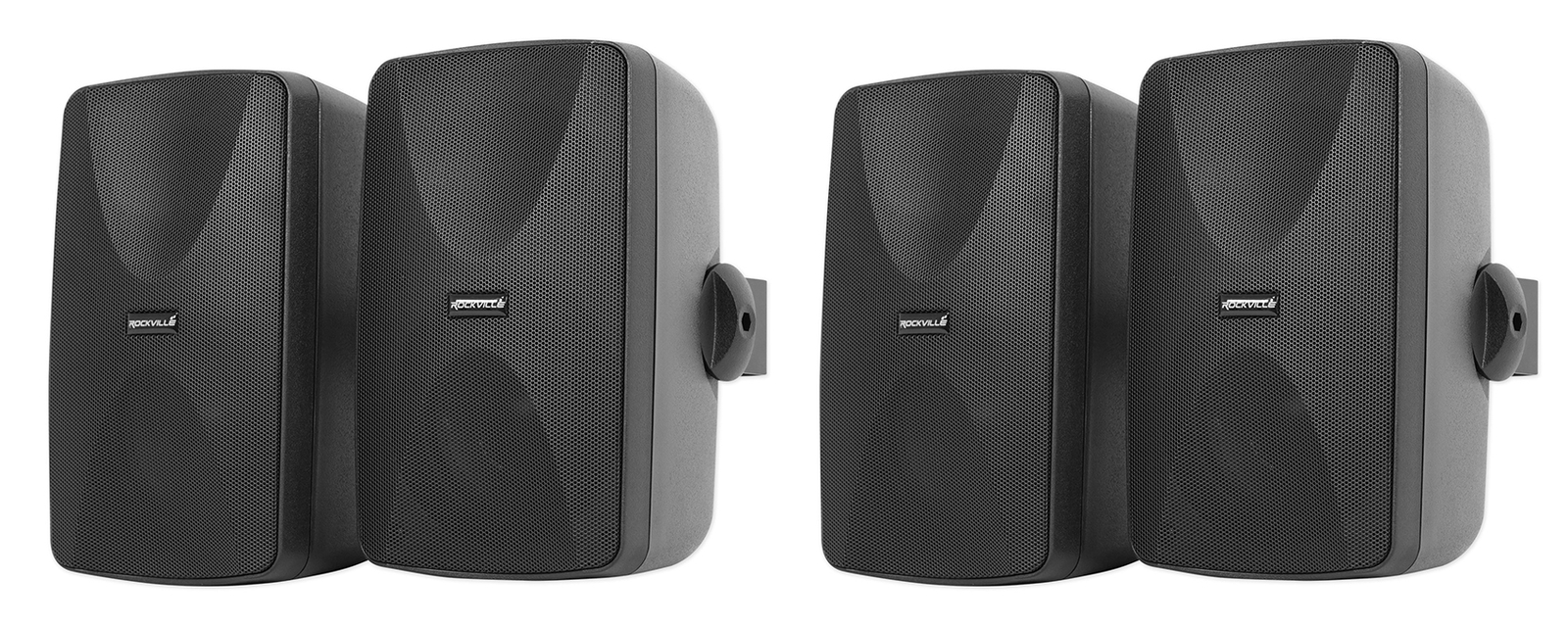 (4) Rockville WET-7020B Black 70V 5.25" Commercial Indoor/Outdoor Wall Speakers