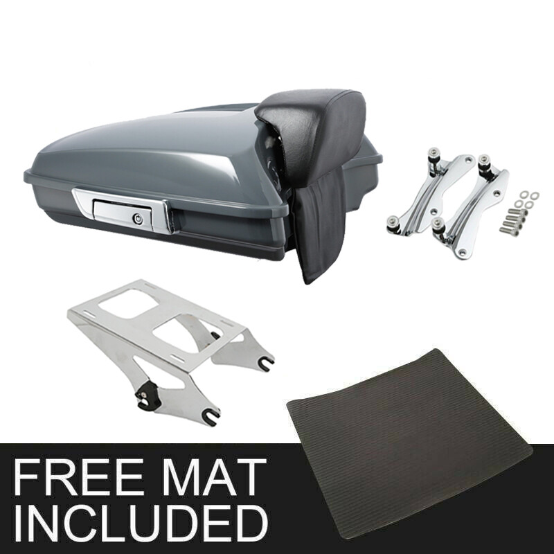 Razor Trunk Pad Chrome Mount Docking Fit For Harley Touring 2014-26 Gunship Gray