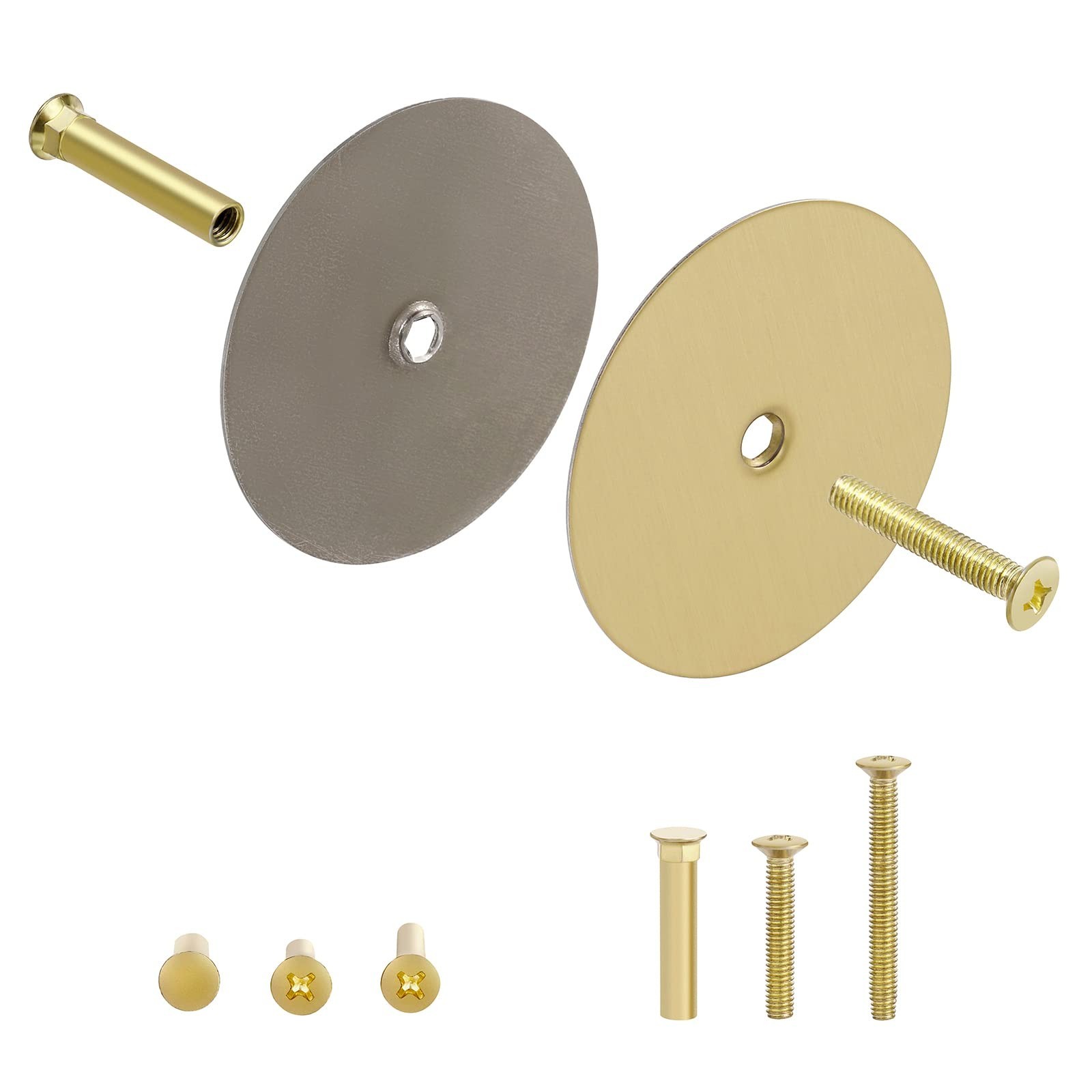 1 Pack Door Hole Cover Plate Brushed Brass Deadbolt Cover Plate 2 5/8" Diamet...