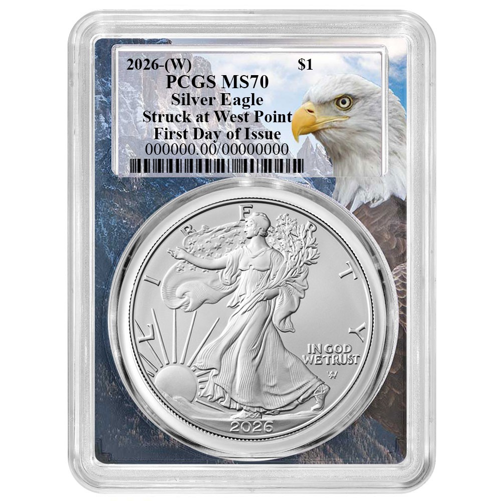 2026 (W) $1 American Silver Eagle PCGS MS70 FDOI Eagle Frame
