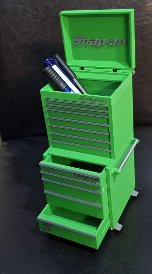 Snap-On High Quality 3D Printed Mini Toolbox * Pen Holder etc  (Green) (Silver)