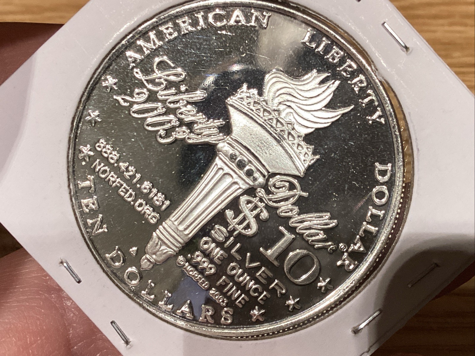Norfed 1 Oz Silver 2003 $10 Large E Long Hair (2 Available)