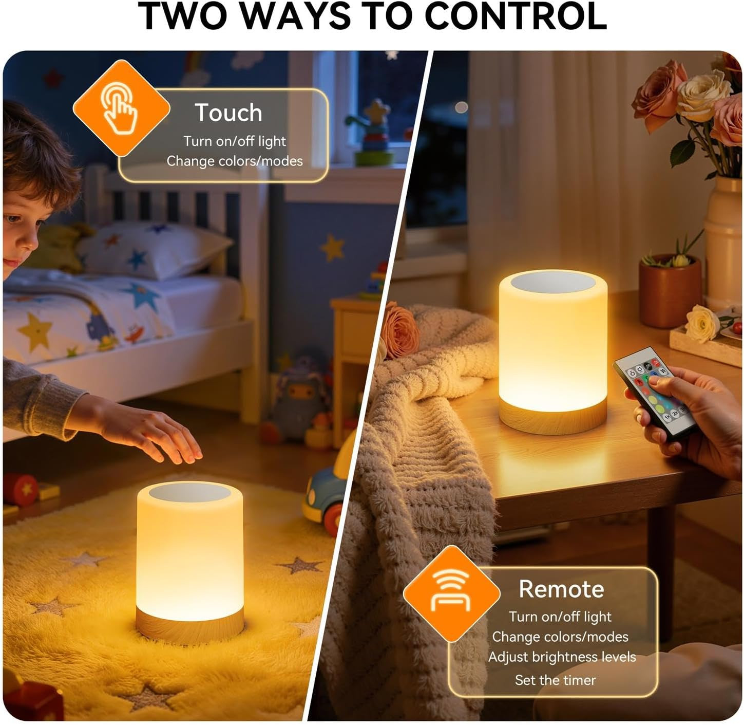 LED Night Light Bedside Lamp Touch and Remote Control Dimmable Tabletop 13 Color