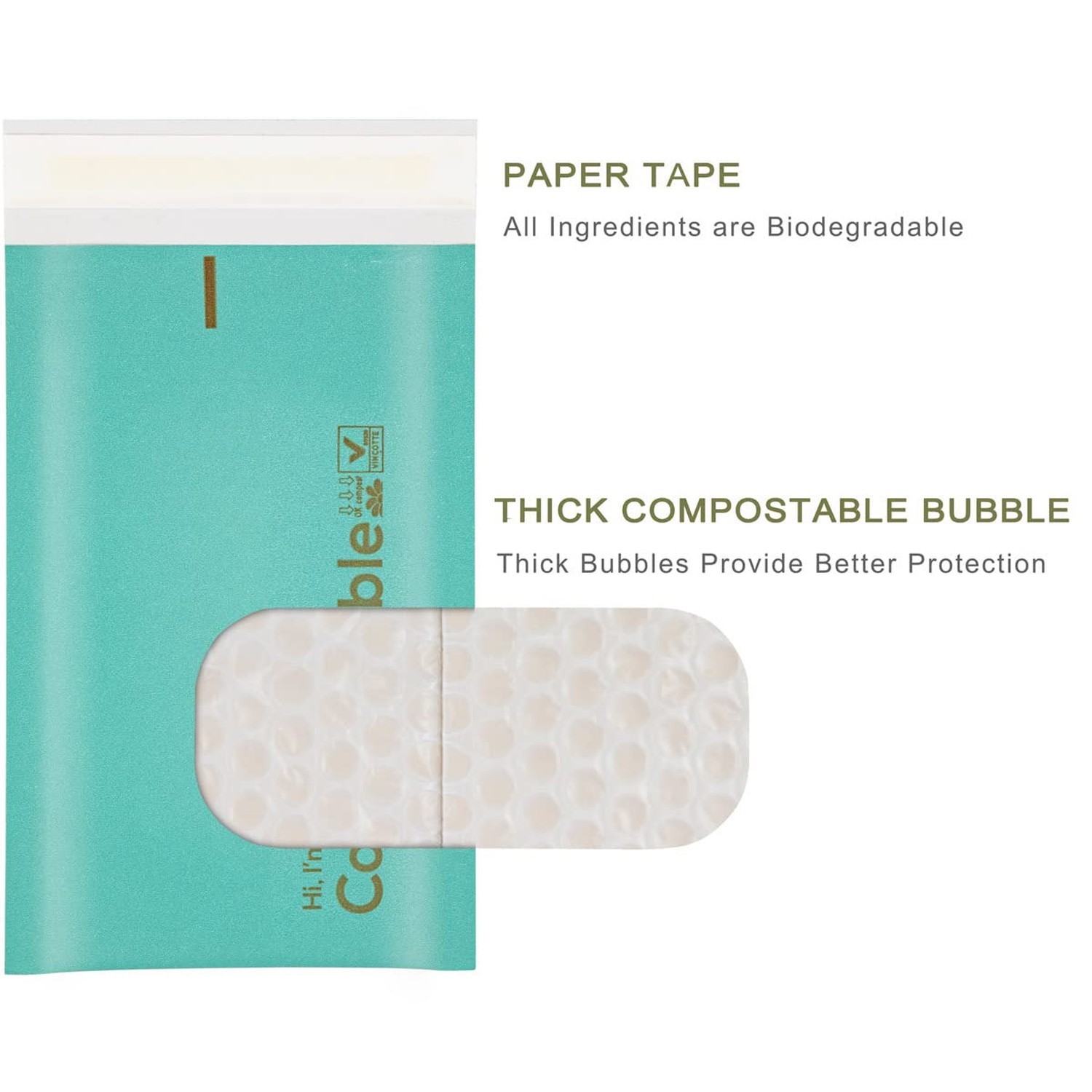 4x8 100% Biodegradable Bubble Mailers,25 Count Teal #000 Compostable Padded P...