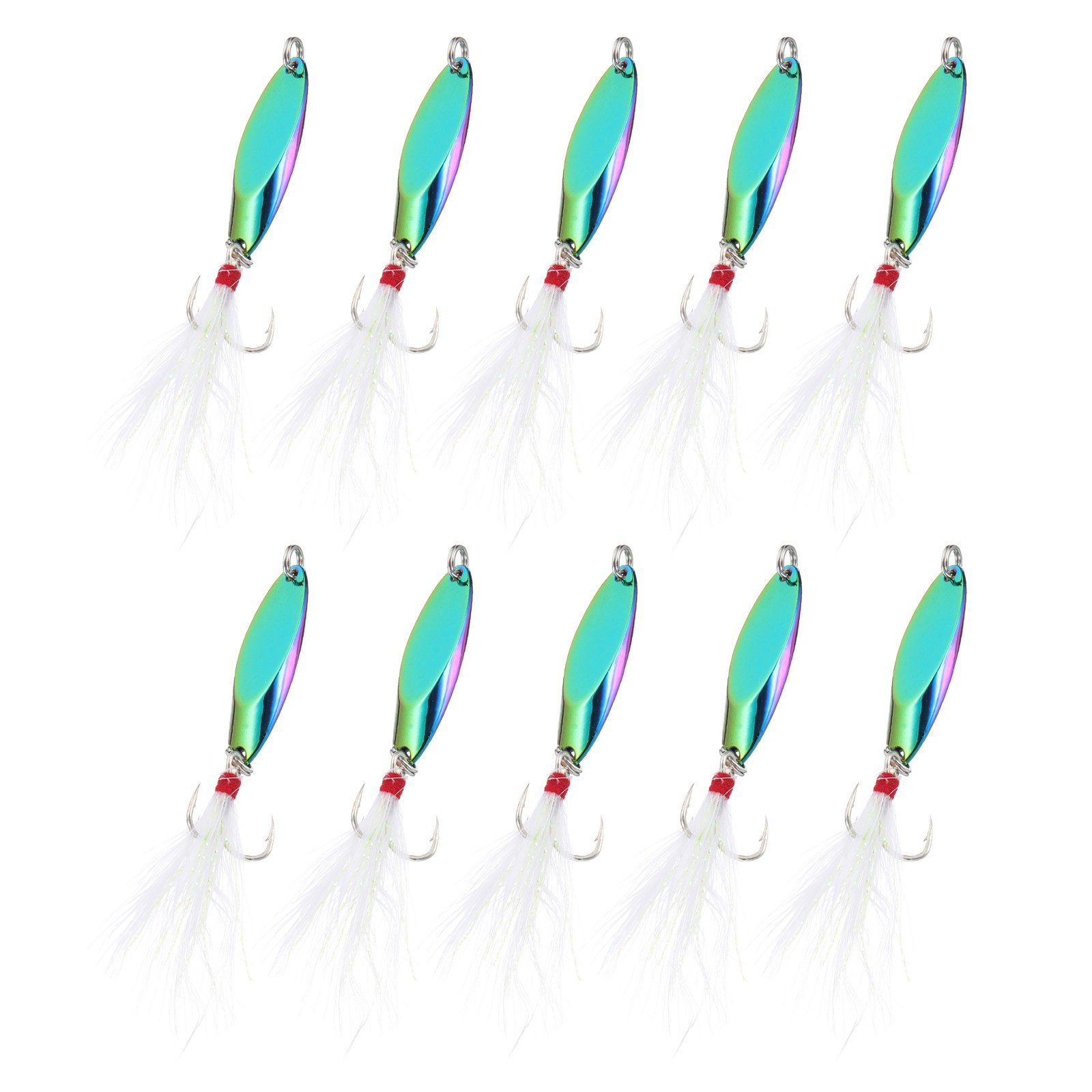 10Pcs 1/5 oz Metal Fishing Spoons Fishing Lures Casting Spoon, Multicolor