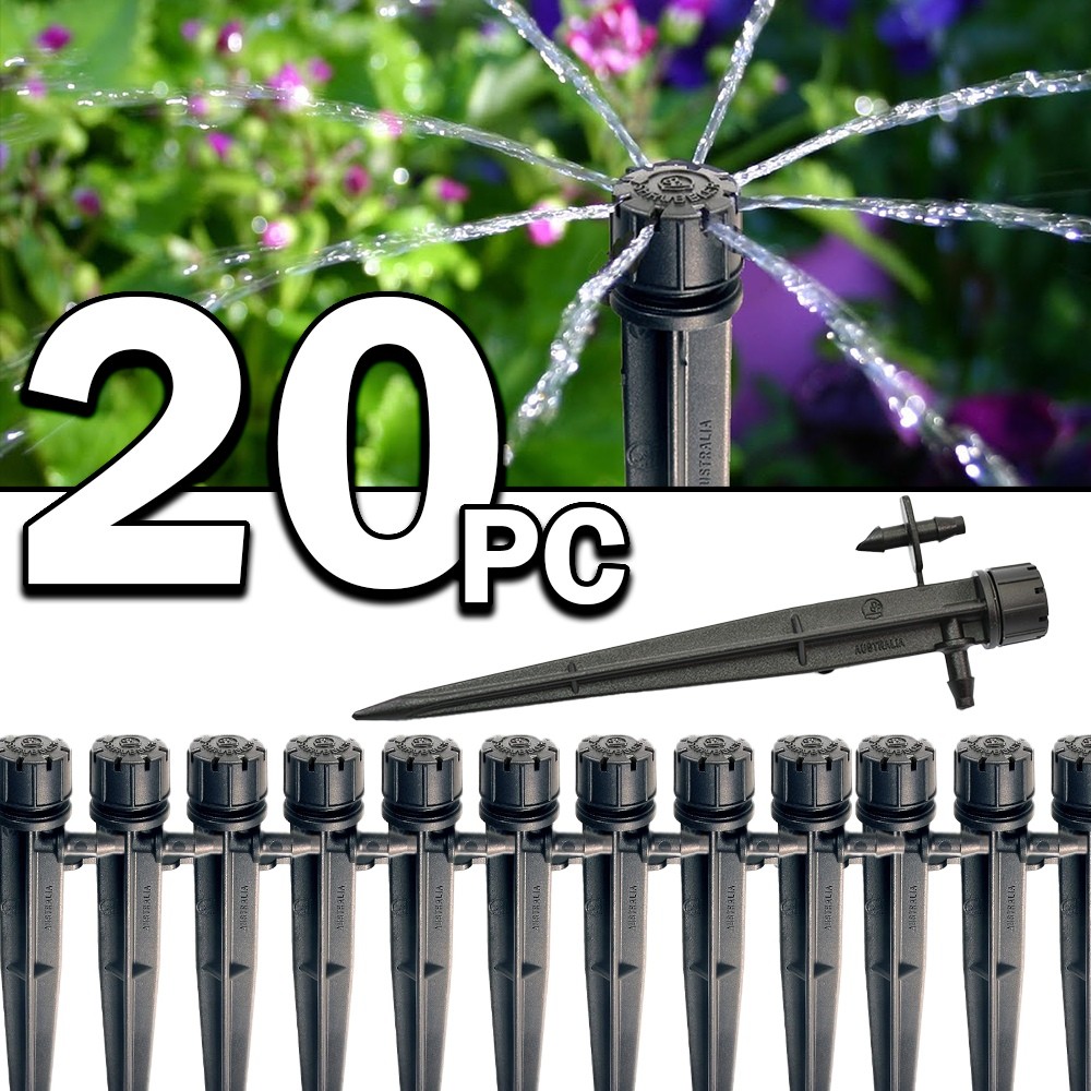 20 Made in Australia Shrubbler Adjustable Flow Irrigation Dripper Spike Emitter