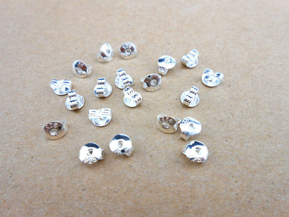 925 Sterling Stamped Plated Earring Back Nut Stopper Finding